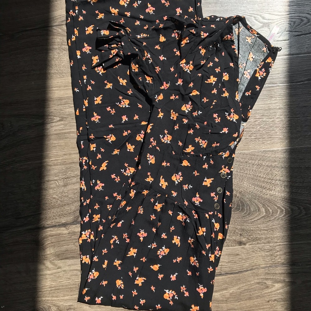 Floral V Neck Jumpsuit